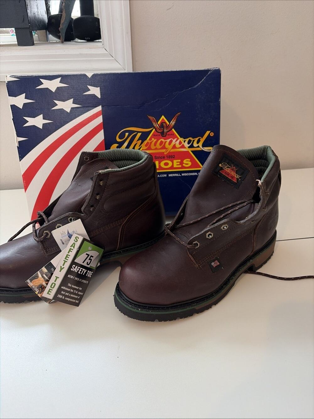 Thorogood Mens 7.5 E 6" American Heritage Steel Toe Leather Work Boots 804-4711